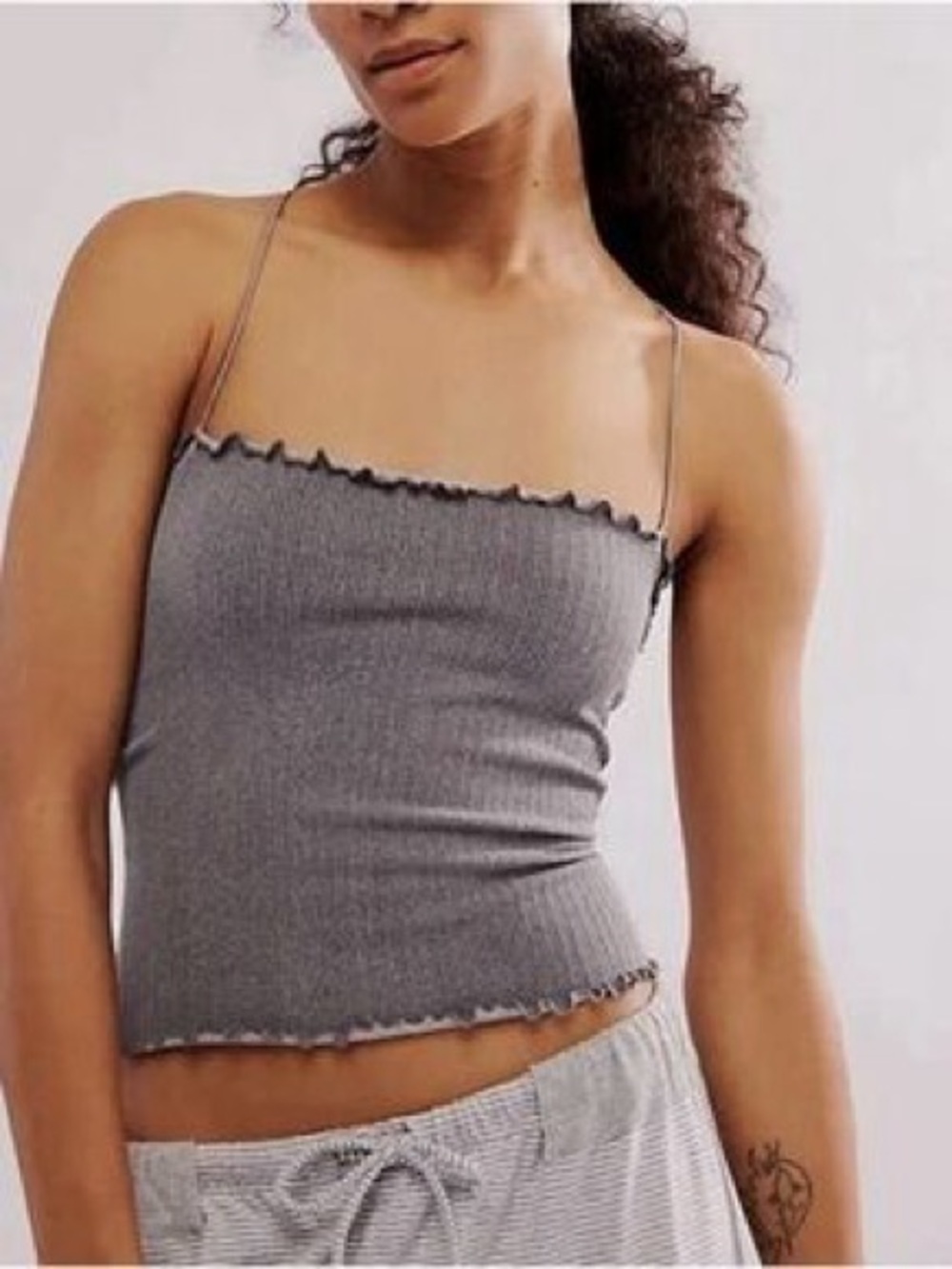 FREE PEOPLE Intimately Better This‎ Way Cami Gray Medium Large Strappy Tank New
